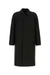 Prada Black Cotton Overcoat In Black