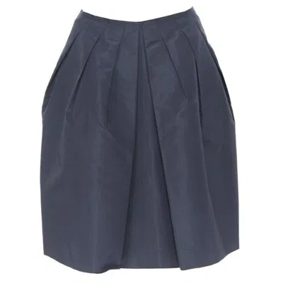 Pre-owned Prada Black Cotton Pleated Front A-lone Skirt It38 27"