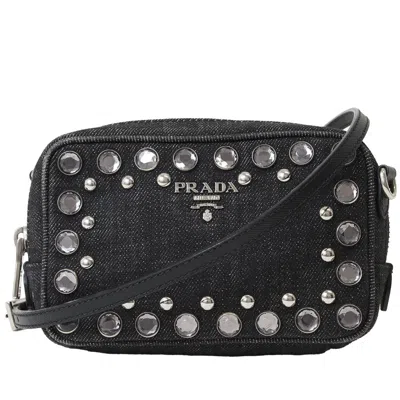 Pre-owned Prada Black Cotton Pochette Pouch Shoulder Bag ()