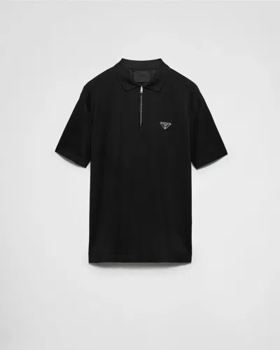 Prada Black Cotton Polo Shirt
