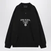 Prada Logo Print Long-sleeved Polo T-shirt In Black