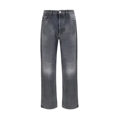 Prada Black Cotton Relaxed Fit Jeans In Blue