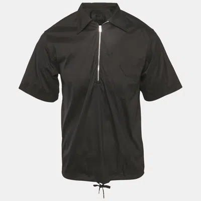 Pre-owned Prada Black Cotton Short Sleeve Zip Up Shirt Xs