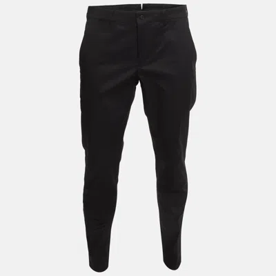 Pre-owned Prada Black Cotton Straight Leg Trousers L