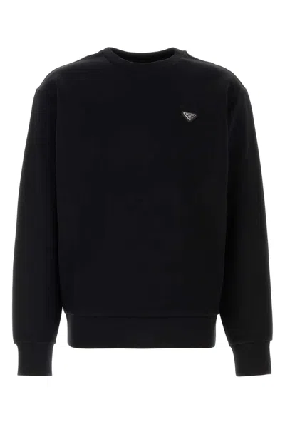 Prada Black Cotton Sweatshirt In Blue