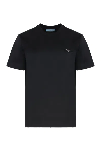 Prada Black Cotton T-shirt In Multi