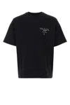 Prada Mens Black Logo-print Dropped-shoulder Cotton-jersey T-shirt In Nero