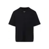 Prada Black Cotton T-shirt With Minimalist Design And Logo Detail In Blue