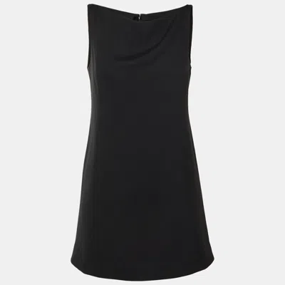 Pre-owned Prada Black Crepe Sleeveless Mini Tunic Dress M