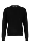 Prada Logo Patch Silk Crewneck Sweater In Black