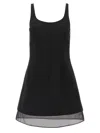 Prada Enamel Triangle-logo Wool Dress In Black