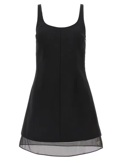 PRADA BLACK WOOL MINI DRESS