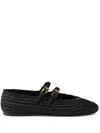 Prada Woven Flat Shoes With Adjustable Gold-tone Straps