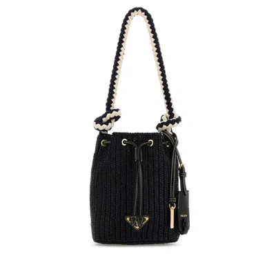 Prada Black Crochet Mini Bucket Bag