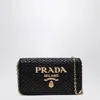 Prada Raffia Crossbody Bag Chain Strap In Black