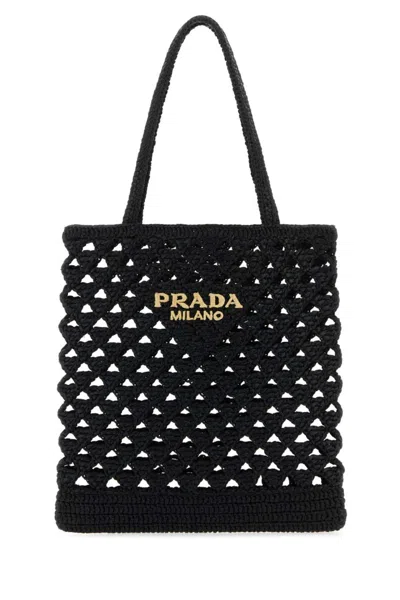 Prada Black Crochet Tote Bag