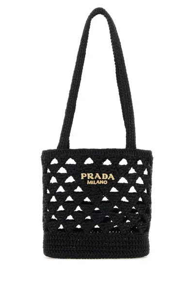 PRADA BLACK CROCHET TOTE BAG
