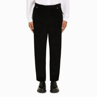 Prada Black Cropped Cotton Trousers In Nero