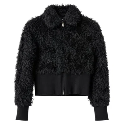 Pre-owned Prada Black Cropped Teddy Jacket