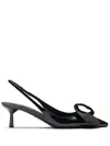 Prada 55 Slingback Pumps In Patent Leather In Black