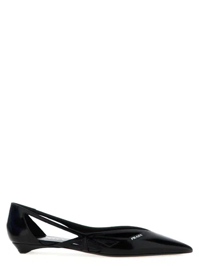 PRADA BLACK CUT OUT BALLET FLATS