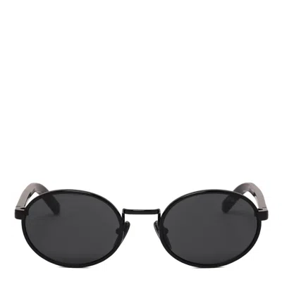 Prada Black Dark Grey Steel Sunglasses In Gray