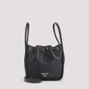 Prada Triangle Logo Calf Leather Top Handle Bag In Black