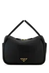 Prada Leather Shoulder Bag Top Handle Design In Black
