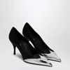 Prada Satin Pumps Two-tone Design Stiletto Heel In Black