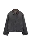 Prada Blousonjacke Aus Schwarzem Denim In Multi