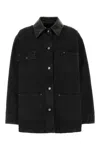 Prada Denim Jacket With Collar Contrast Pockets Sleeves In Black