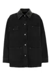 Prada Denim Jacket With Collar Contrast Pockets Sleeves In Black