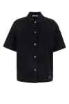 Prada Denim Short Sleeve Shirt In Black