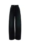 Prada Women Black Denim Wide-leg Jeans In Black