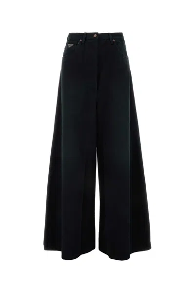 Prada Black Denim Wide-leg Jeans