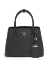 Prada Grained Calf Leather Shoulder Bag With Structured Silhouette In Black