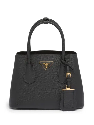 PRADA BLACK DOUBLE SAFFIANO LEATHER SATCHEL