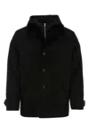 Prada Shearling Hooded Jacket With Detachable Sleeveless Layer In Black