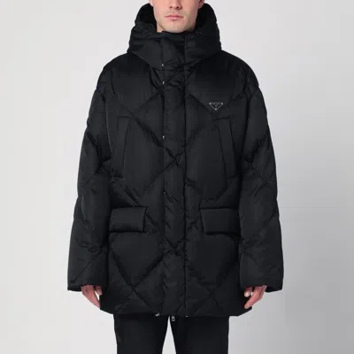 Prada Black Down Jacket In Re-nylon