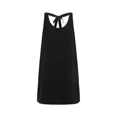 Prada Bow Detailing Crepe Mini Dress In Black