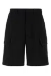 Prada Black Drill Bermuda Shorts In Black