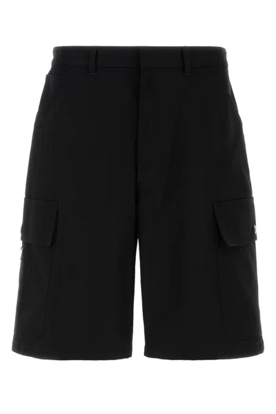 Prada Black Drill Bermuda Shorts In Nero