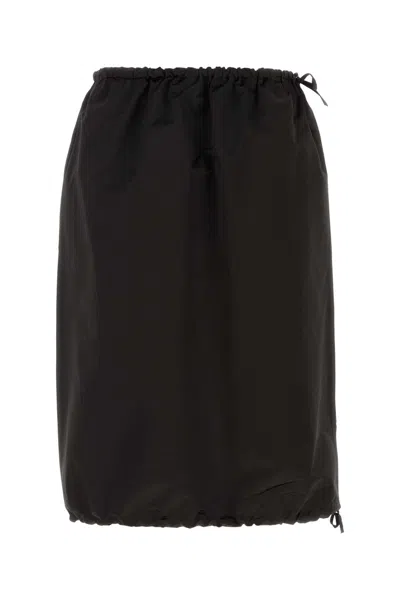 Prada Black Duchesse Silk Skirt In Brown