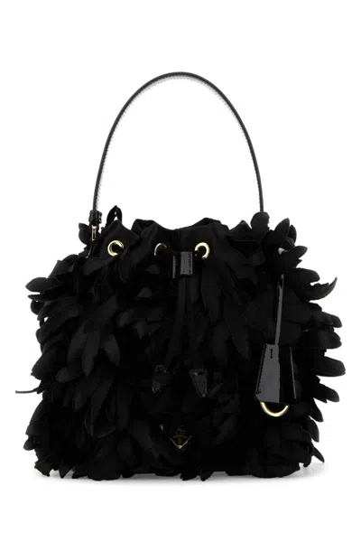 Prada Women Embellished Satin Mini Bucket Bag In Black