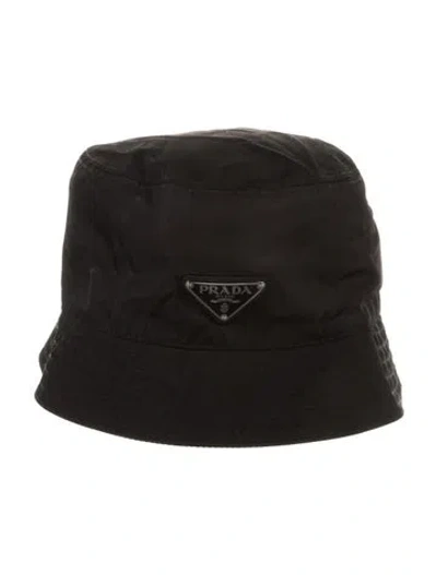 Pre-owned Prada Black Embroidered Bucket Hat