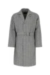 Prada Black Embroidered Cotton Overcoat In Black