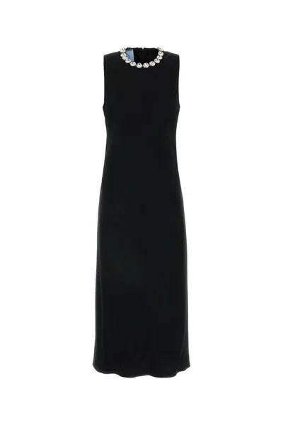 Prada Black Embroidered Sable Dress