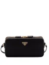Prada Enamel-triangle Crossbody Bag In Black