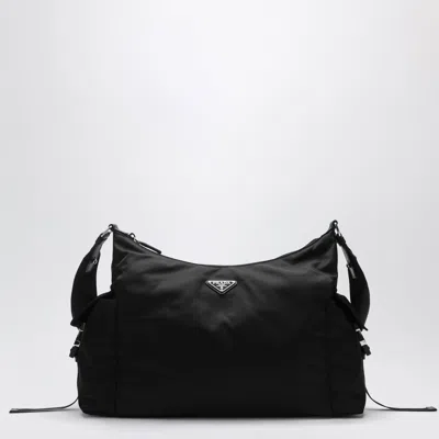 PRADA PRADA BLACK  EXPLORE BAG IN RENYLON AND LEATHER BY