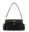 Prada Explore Nappa Leather Shoulder Bag Buckle Hardware In Black